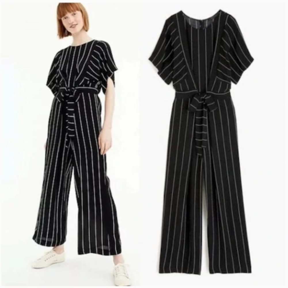 J. CREW Pinstriped Jumpsuit wide leg SIZE 6 GREAT CONDITION